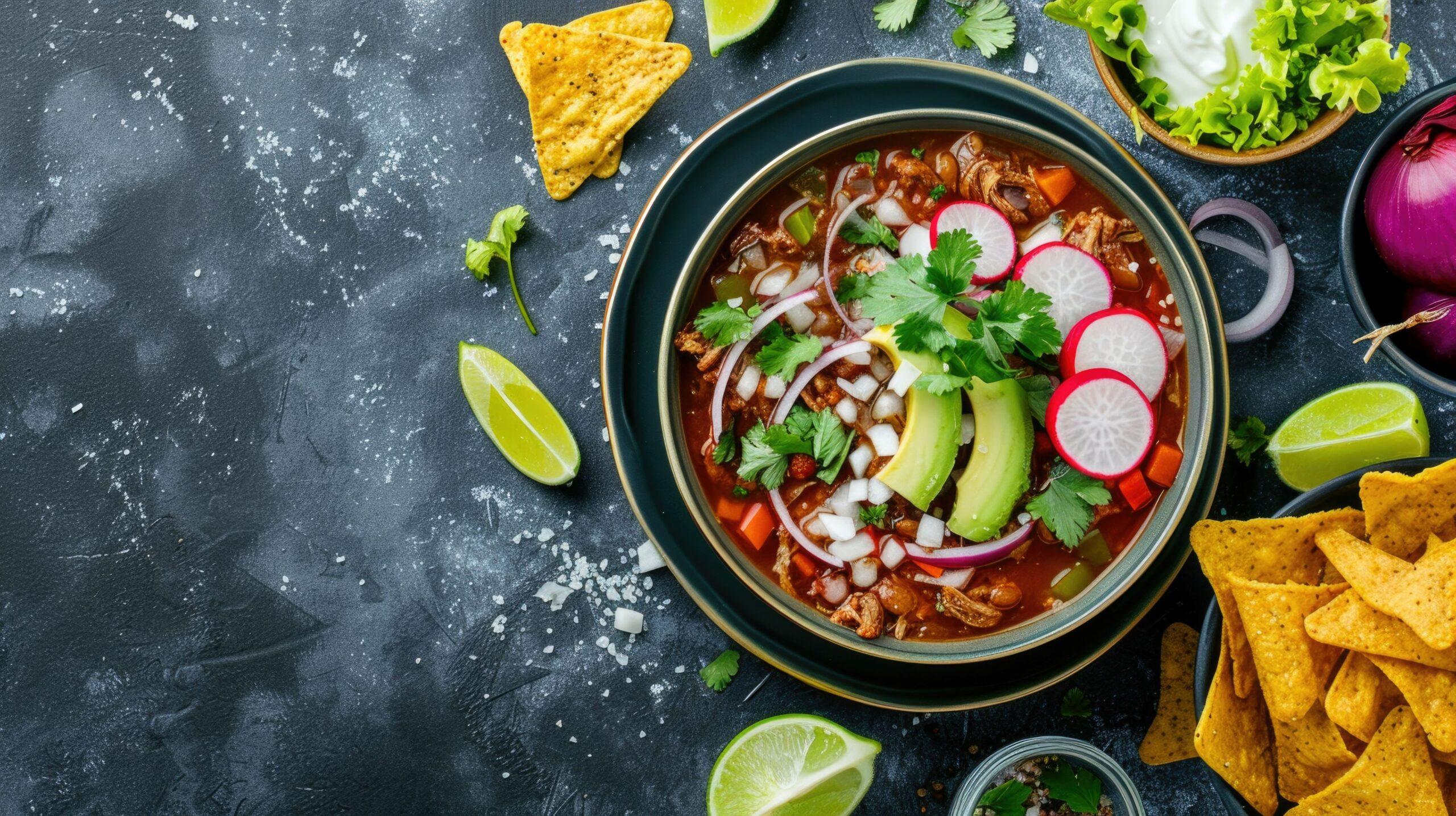 Traditionelle mexikanische Pozole-Suppe